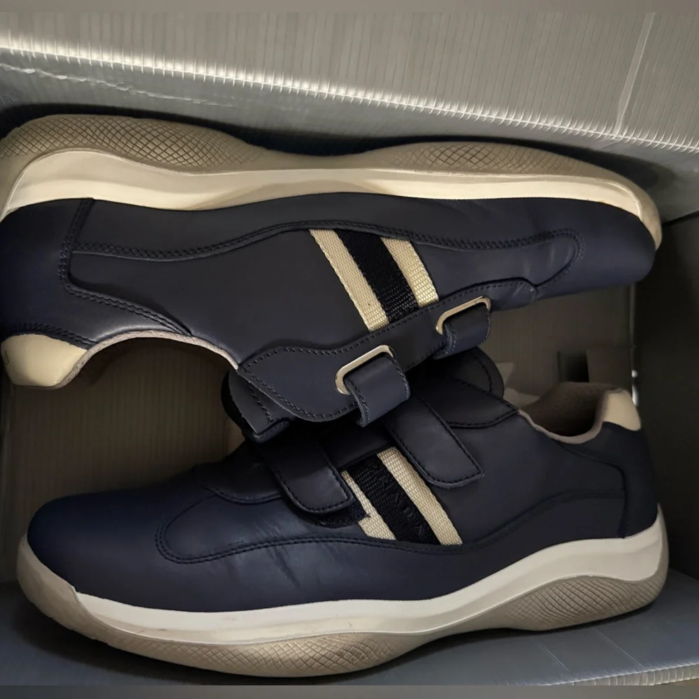 Prada Men's Navy Sneakers with White and Red Details - Picture 13 of 13